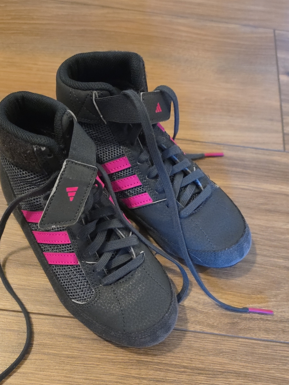 Kids Black and Pink High-Top Athletic Sneakers
